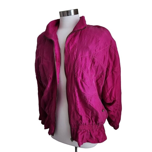 Vintage Bocoo Womens 100% Silk Full Zip Jacket Size M‎ Hot Pink Track Jacket - Picture 1 of 14